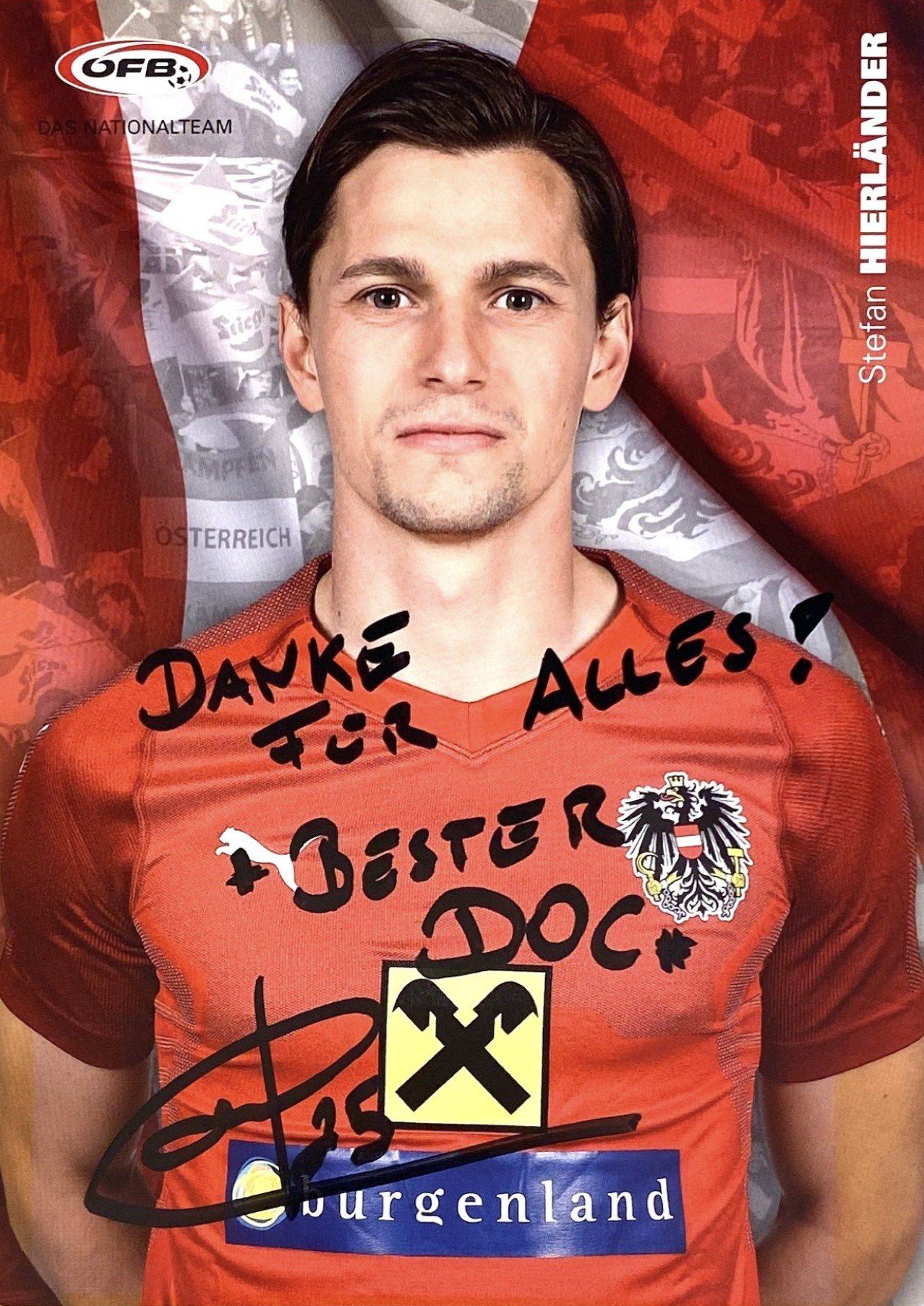 Autogrammkarte mit der Widmung „Danke für alles! Bester Doc!“